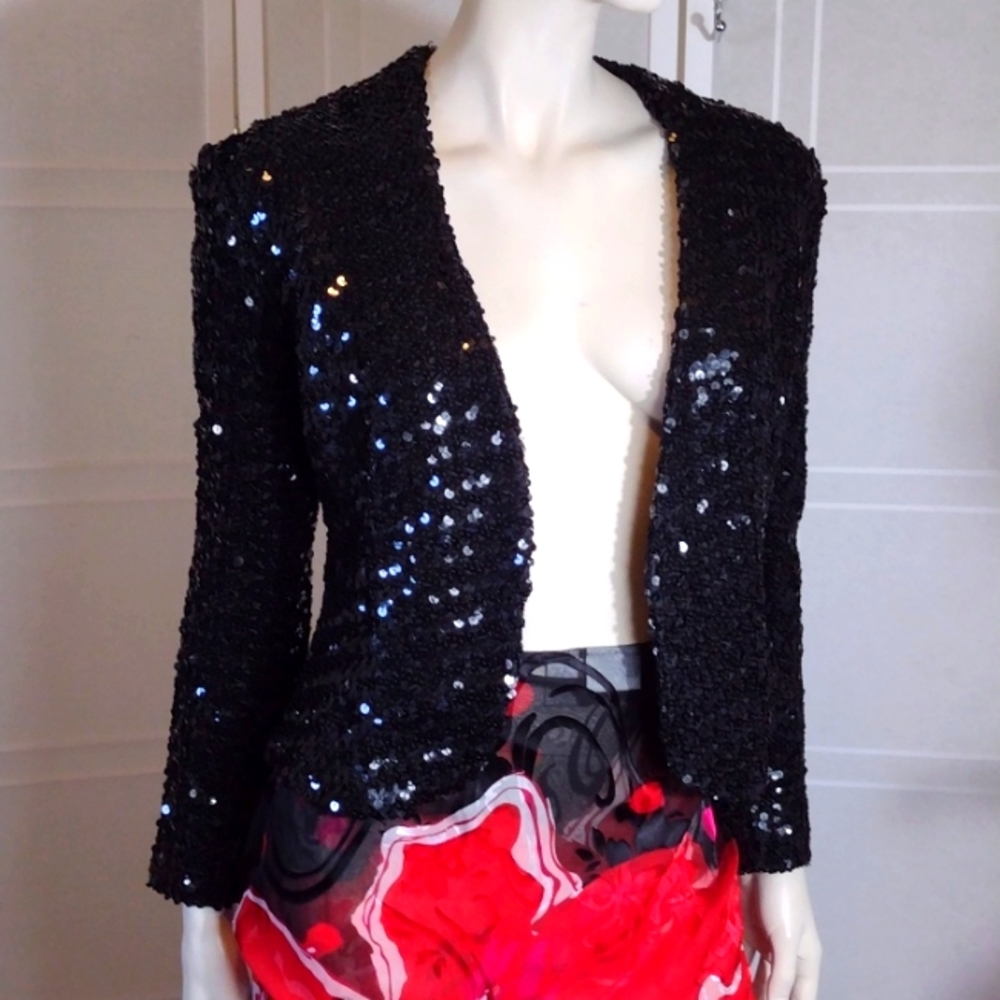 Anna Christine silk lined sequined evening jacket
